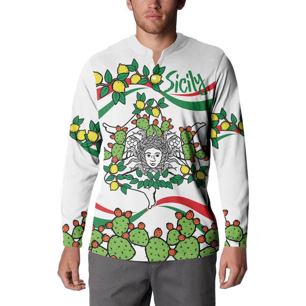 White button sweatshirt with central woman illustration, cactus and lemon Sicily print.
