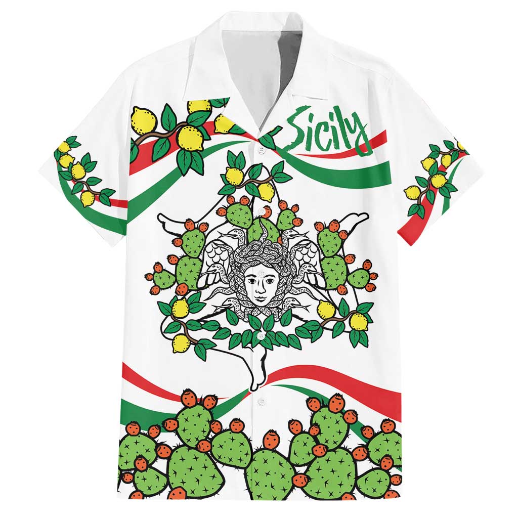 Sicilian Triskelion Hawaiian Shirt with Cactus and Lemons - Wonder Print Shop