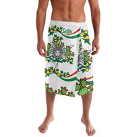 White knee-length printed shorts with Sicily triskelion, cactus and lemon artwork