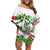 Sicilian Triskelion Off Shoulder Short Dress with Cactus and Lemons - Wonder Print Shop