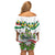 Sicilian Triskelion Off Shoulder Short Dress with Cactus and Lemons - Wonder Print Shop