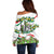 Sicilian Triskelion Off Shoulder Sweater with Cactus and Lemons - Wonder Print Shop