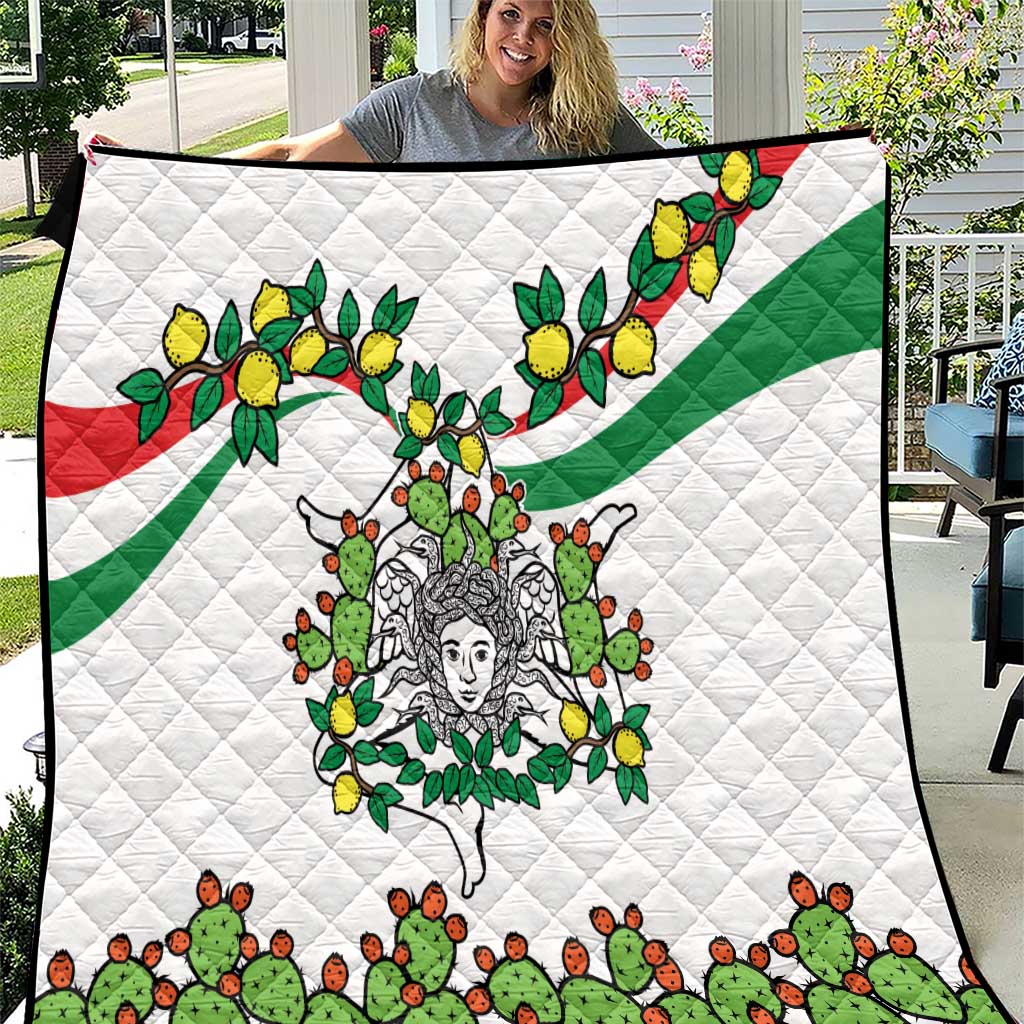 Sicilian Triskelion Quilt with Cactus and Lemons