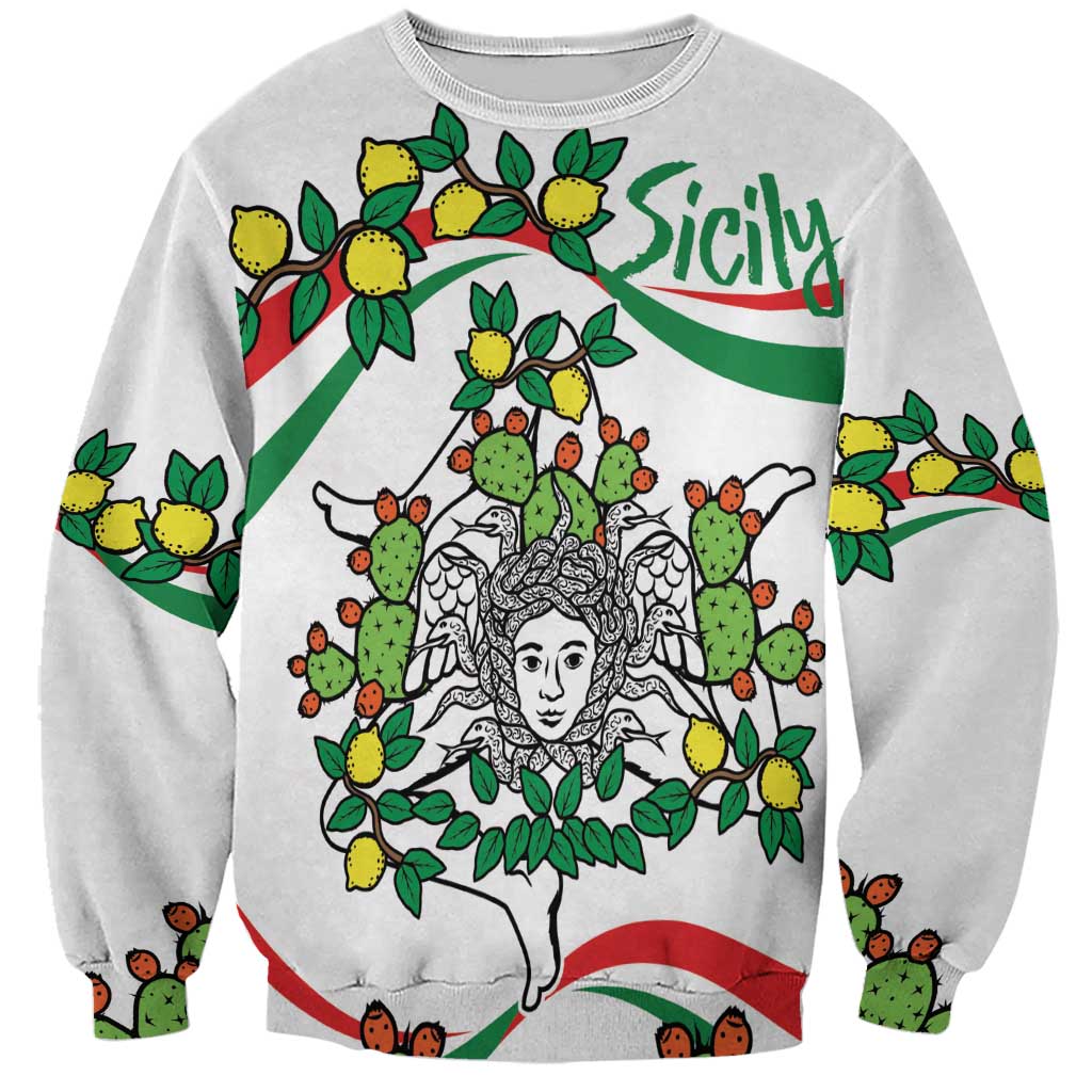 Sicilian Triskelion Sweatshirt with Cactus and Lemons