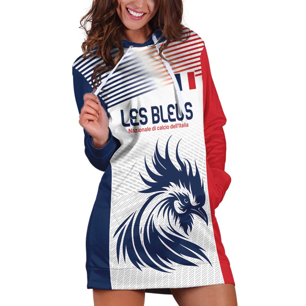 Custom France Football Hoodie Dress Les Bleus Rooster Sporty Style - Wonder Print Shop