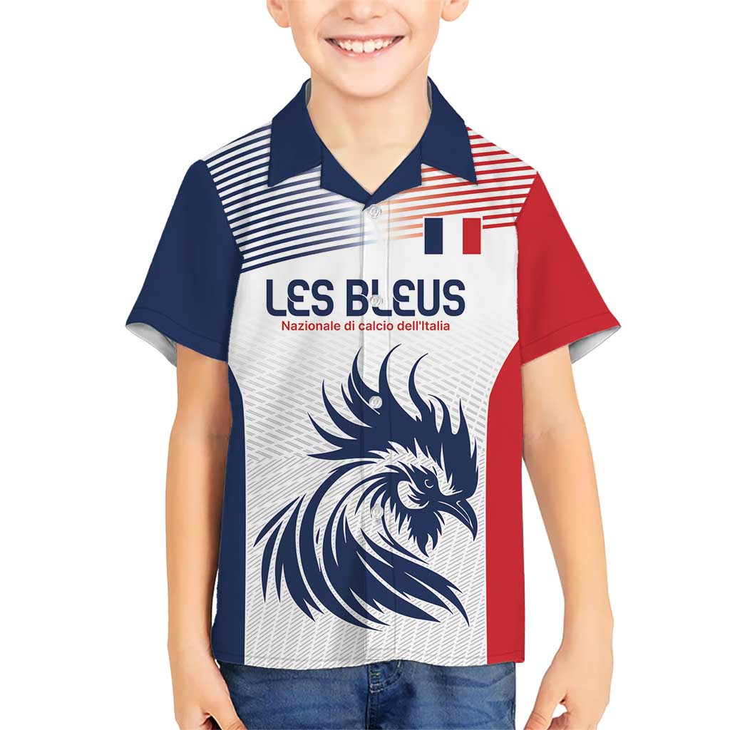 Custom France Football Kid Hawaiian Shirt Les Bleus Rooster Sporty Style - Wonder Print Shop