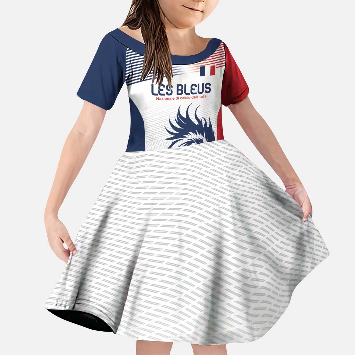 Custom France Football Kid Short Sleeve Dress Les Bleus Rooster Sporty Style - Wonder Print Shop