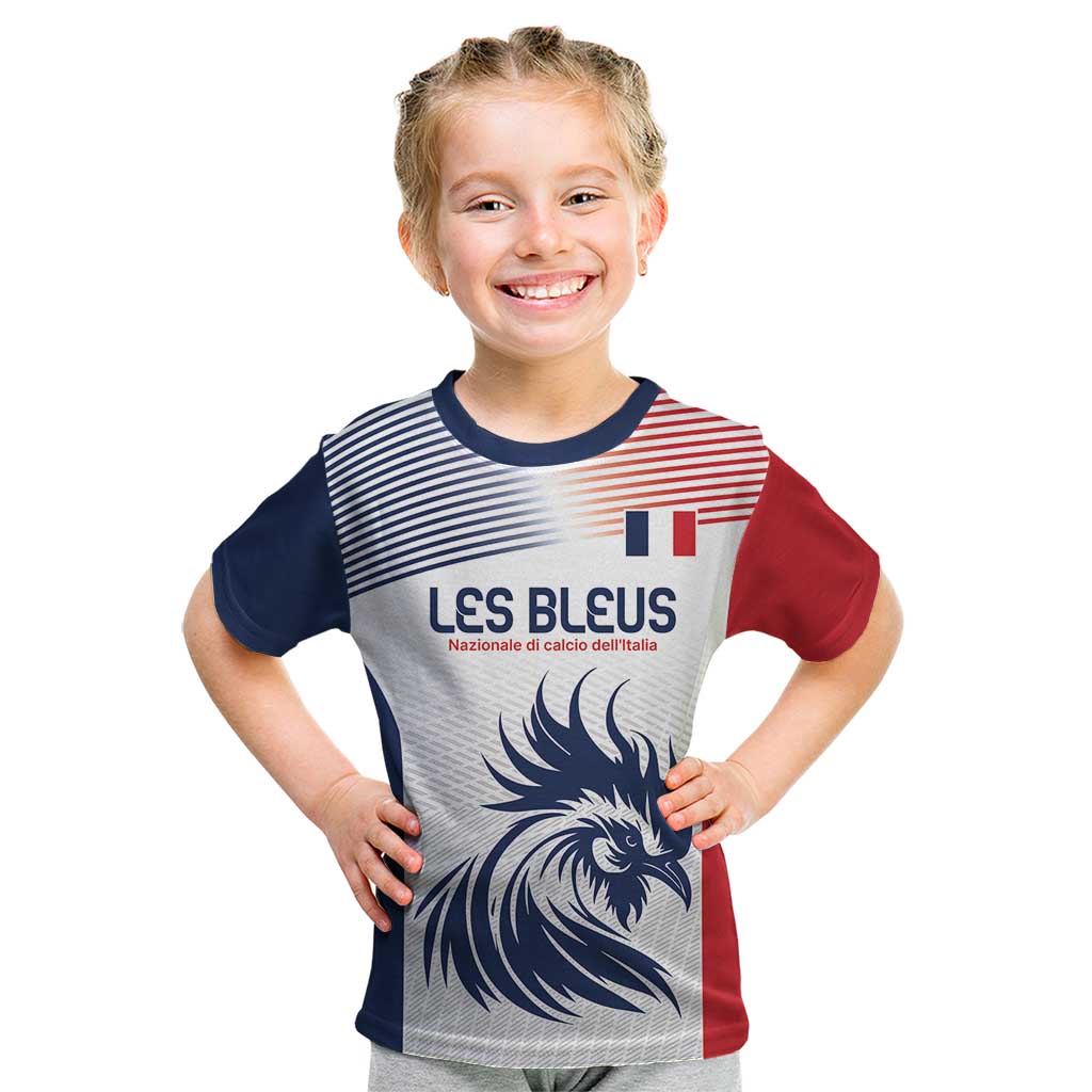 Custom France Football Kid T Shirt Les Bleus Rooster Sporty Style - Wonder Print Shop