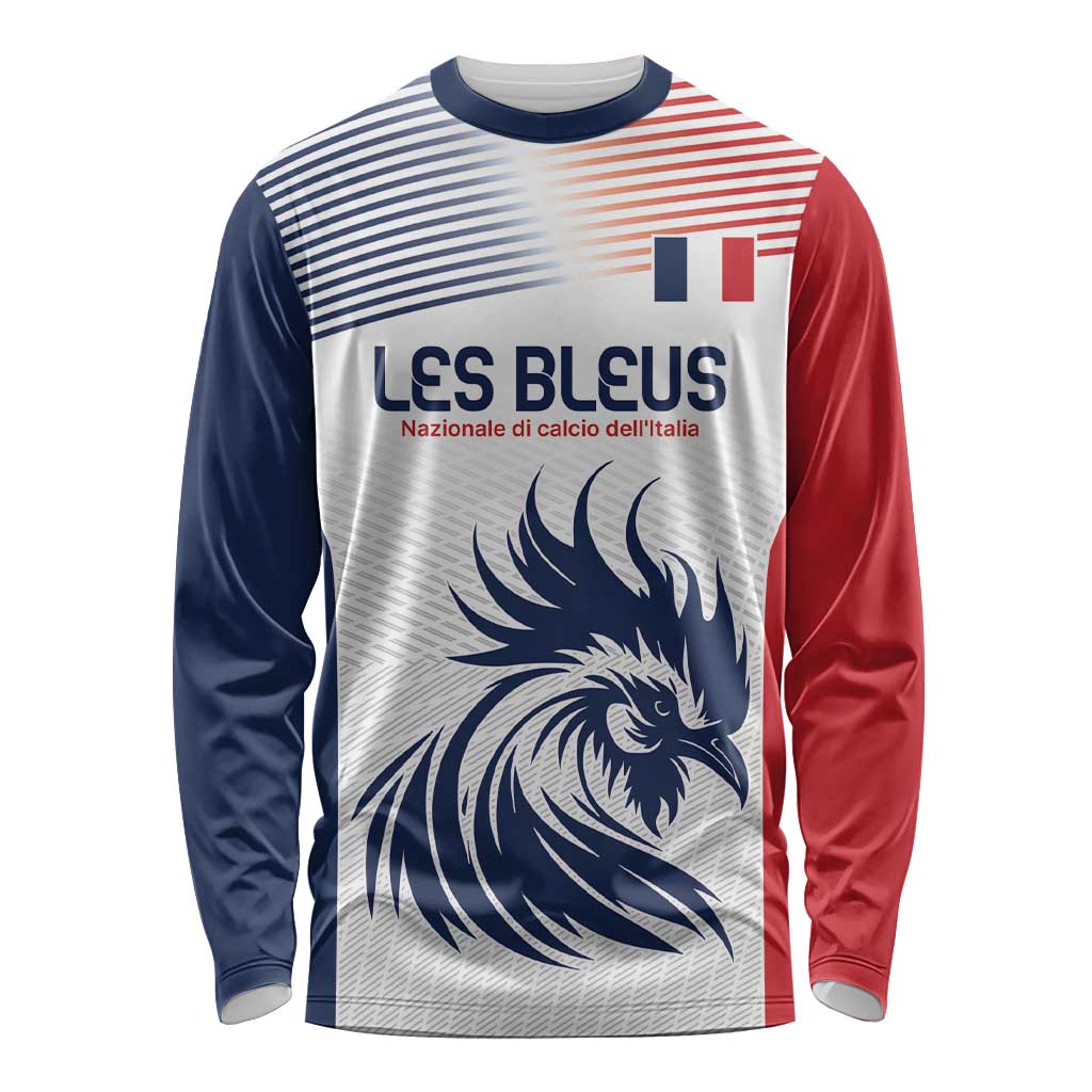 Custom France Football Long Sleeve Shirt Les Bleus Rooster Sporty Style - Wonder Print Shop