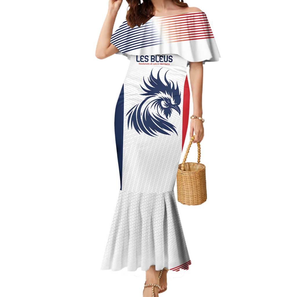 Custom France Football Mermaid Dress Les Bleus Rooster Sporty Style - Wonder Print Shop