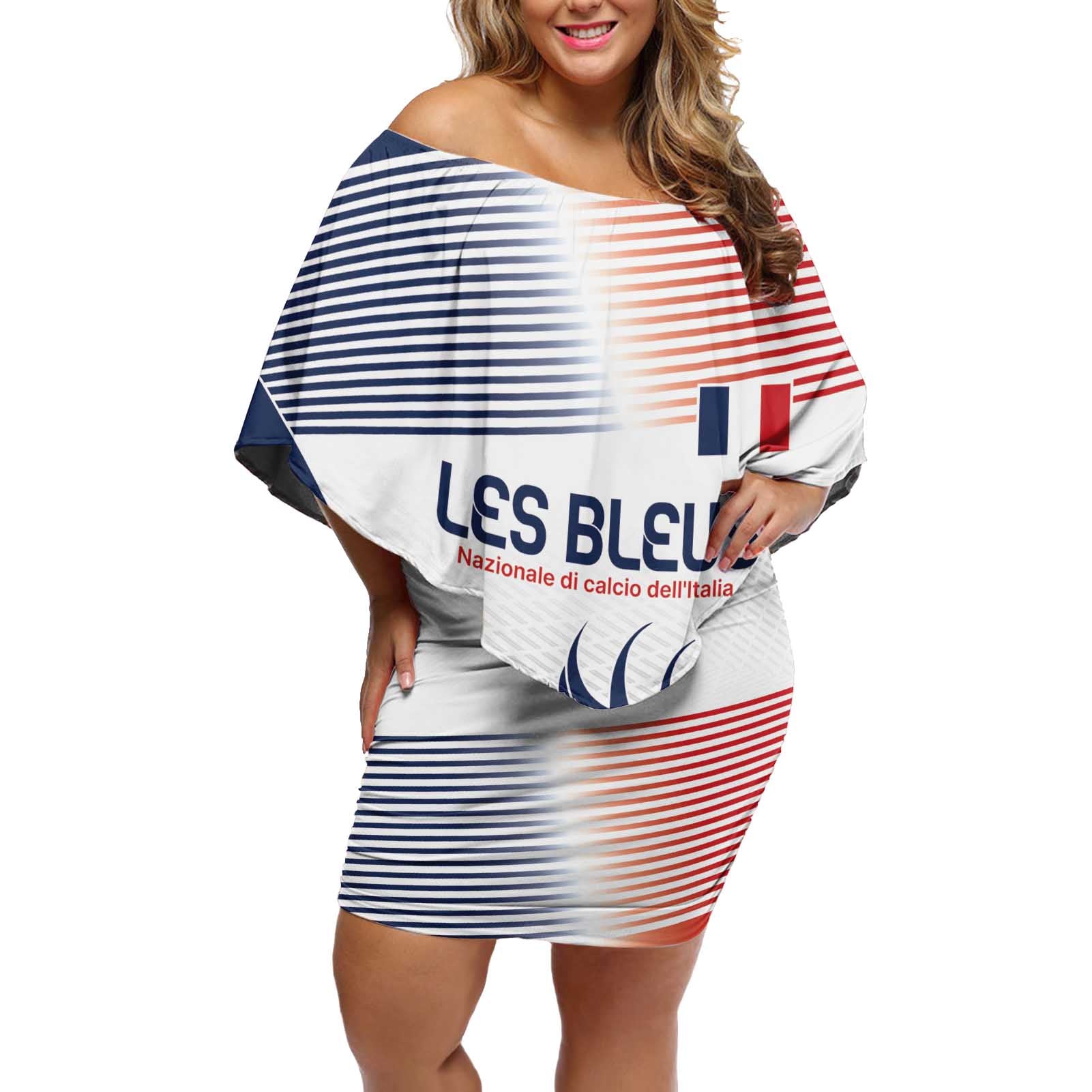 Custom France Football Off Shoulder Short Dress Les Bleus Rooster Sporty Style - Wonder Print Shop