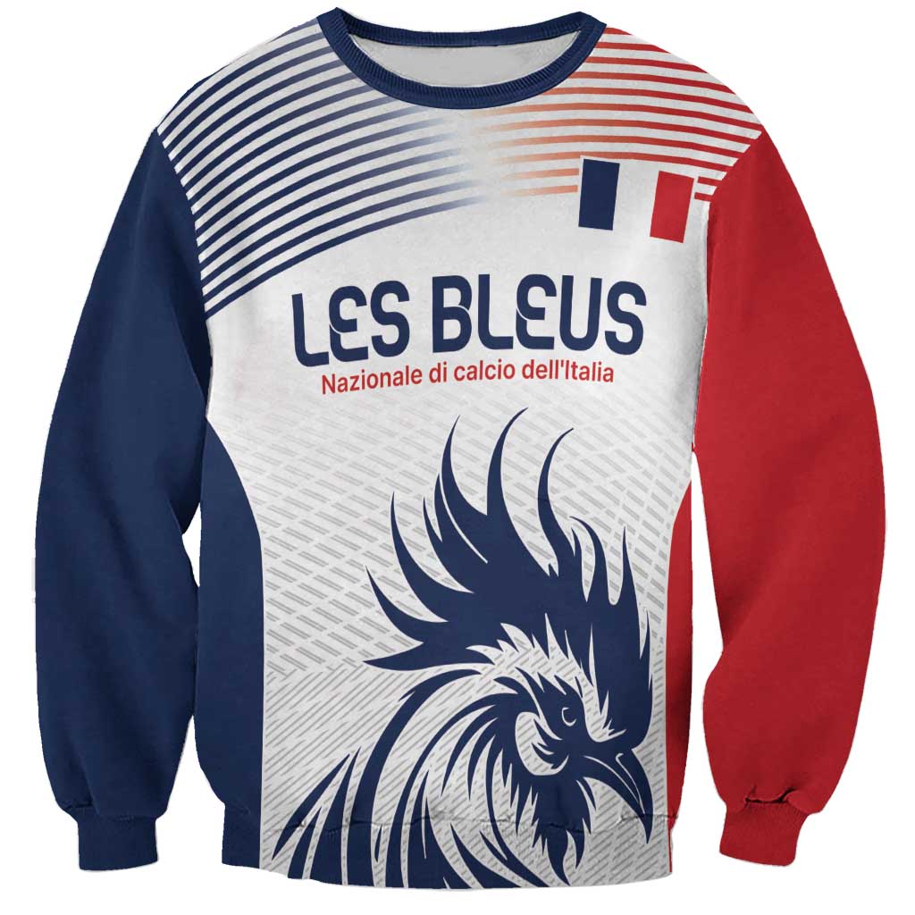Unisex France football sweatshirt with rooster graphic and 'LES BLEUS' front print