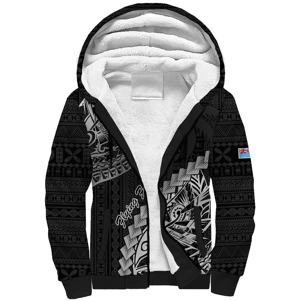 Fiji Rugby Sherpa Hoodie Kaiviti Fijian Tribal World Cup Black - Wonder Print Shop