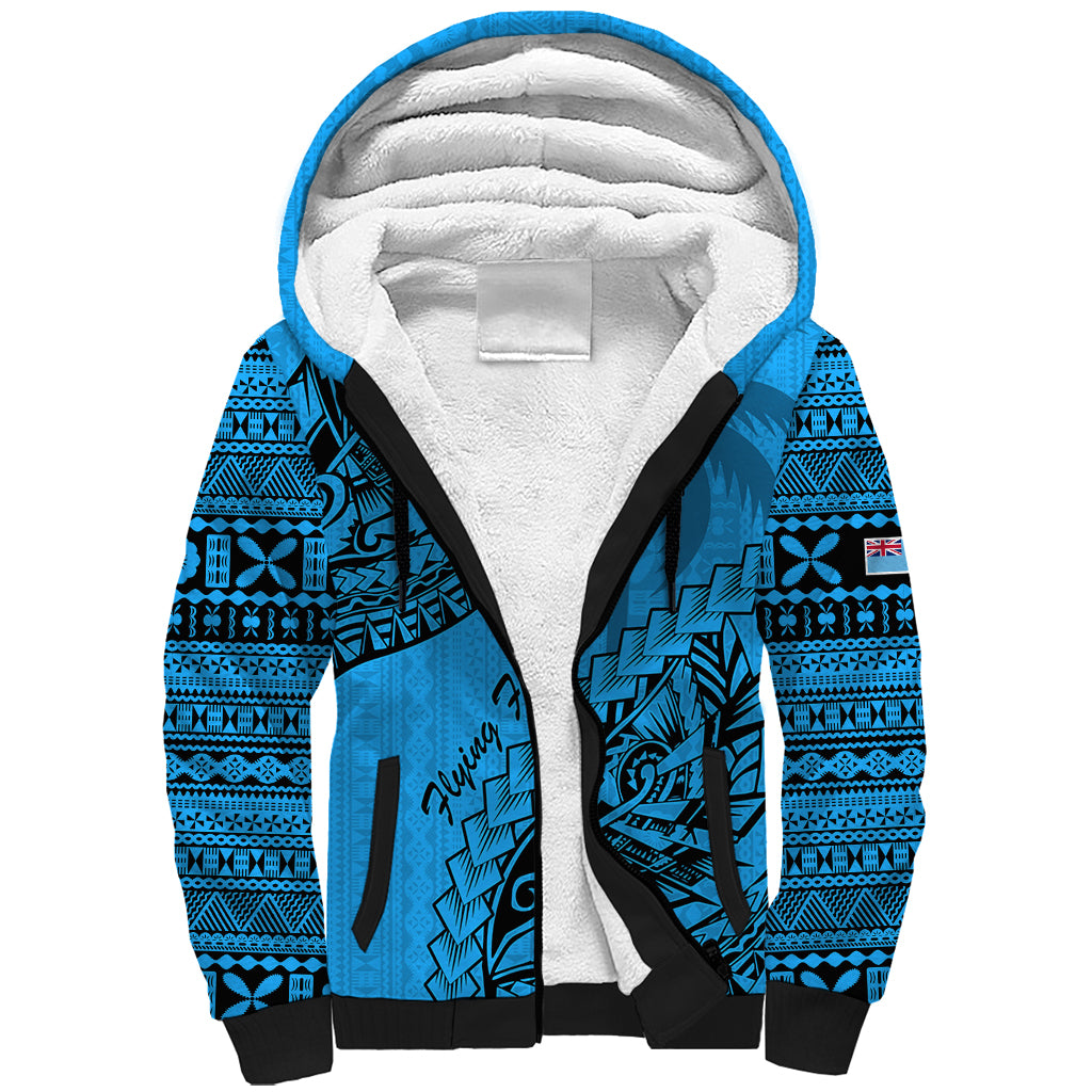 Fiji Rugby Sherpa Hoodie Kaiviti Fijian Tribal World Cup Blue No1 - Wonder Print Shop