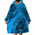 Fiji Rugby Wearable Blanket Hoodie Kaiviti Fijian Tribal World Cup Blue No1 - Wonder Print Shop