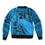 Custom Fiji Rugby Bomber Jacket Kaiviti Fijian Tribal World Cup Blue No1 LT9 - Wonder Print Shop