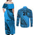 Custom Fiji Rugby Couples Matching Off Shoulder Maxi Dress and Long Sleeve Button Shirt Kaiviti Fijian Tribal World Cup Blue No1 LT9 - Wonder Print Shop