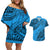 Custom Fiji Rugby Couples Matching Off Shoulder Short Dress and Hawaiian Shirt Kaiviti Fijian Tribal World Cup Blue No1 LT9 - Wonder Print Shop