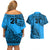 Custom Fiji Rugby Couples Matching Off Shoulder Short Dress and Hawaiian Shirt Kaiviti Fijian Tribal World Cup Blue No1 LT9 - Wonder Print Shop