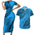 Custom Fiji Rugby Couples Matching Short Sleeve Bodycon Dress and Hawaiian Shirt Kaiviti Fijian Tribal World Cup Blue No1 LT9 - Wonder Print Shop