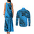 Custom Fiji Rugby Couples Matching Tank Maxi Dress and Long Sleeve Button Shirt Kaiviti Fijian Tribal World Cup Blue No1 LT9 - Wonder Print Shop