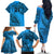 Custom Fiji Rugby Family Matching Off Shoulder Long Sleeve Dress and Hawaiian Shirt Kaiviti Fijian Tribal World Cup Blue No1 - Wonder Print Shop