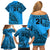 Custom Fiji Rugby Family Matching Off Shoulder Short Dress and Hawaiian Shirt Kaiviti Fijian Tribal World Cup Blue No1 LT9 - Wonder Print Shop