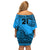 Custom Fiji Rugby Family Matching Off Shoulder Short Dress and Hawaiian Shirt Kaiviti Fijian Tribal World Cup Blue No1 LT9 - Wonder Print Shop