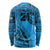 Custom Fiji Rugby Long Sleeve Shirt Kaiviti Fijian Tribal World Cup Blue No1 - Wonder Print Shop