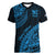 Fiji Rugby Women V Neck T Shirt Kaiviti Fijian Tribal World Cup Blue No2 - Wonder Print Shop