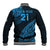 Custom Fiji Rugby Baseball Jacket Kaiviti Fijian Tribal World Cup Blue No2 LT9 - Wonder Print Shop