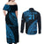 Custom Fiji Rugby Couples Matching Off Shoulder Maxi Dress and Long Sleeve Button Shirt Kaiviti Fijian Tribal World Cup Blue No2 LT9 - Wonder Print Shop