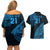 Custom Fiji Rugby Couples Matching Off Shoulder Short Dress and Hawaiian Shirt Kaiviti Fijian Tribal World Cup Blue No2 LT9 - Wonder Print Shop