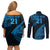 Custom Fiji Rugby Couples Matching Off Shoulder Short Dress and Long Sleeve Button Shirt Kaiviti Fijian Tribal World Cup Blue No2 LT9 - Wonder Print Shop