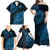 Custom Fiji Rugby Family Matching Off Shoulder Maxi Dress and Hawaiian Shirt Kaiviti Fijian Tribal World Cup Blue No2 LT9 - Wonder Print Shop