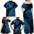 Custom Fiji Rugby Family Matching Off Shoulder Maxi Dress and Hawaiian Shirt Kaiviti Fijian Tribal World Cup Blue No2 LT9 - Wonder Print Shop