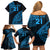 Custom Fiji Rugby Family Matching Off Shoulder Short Dress and Hawaiian Shirt Kaiviti Fijian Tribal World Cup Blue No2 LT9 - Wonder Print Shop