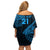 Custom Fiji Rugby Family Matching Off Shoulder Short Dress and Hawaiian Shirt Kaiviti Fijian Tribal World Cup Blue No2 LT9 - Wonder Print Shop