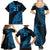 Custom Fiji Rugby Family Matching Summer Maxi Dress and Hawaiian Shirt Kaiviti Fijian Tribal World Cup Blue No2 - Wonder Print Shop