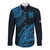 Custom Fiji Rugby Long Sleeve Button Shirt Kaiviti Fijian Tribal World Cup Blue No2 - Wonder Print Shop