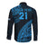 Custom Fiji Rugby Long Sleeve Button Shirt Kaiviti Fijian Tribal World Cup Blue No2 - Wonder Print Shop