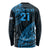 Custom Fiji Rugby Long Sleeve Shirt Kaiviti Fijian Tribal World Cup Blue No2 - Wonder Print Shop