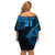 Custom Fiji Rugby Off Shoulder Short Dress Kaiviti Fijian Tribal World Cup Blue No2 - Wonder Print Shop