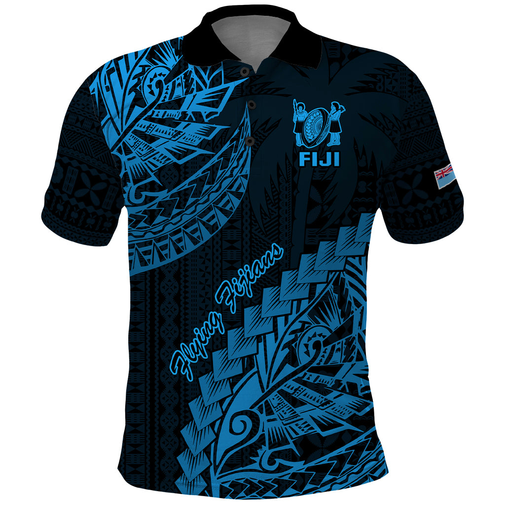 Custom Fiji Rugby Polo Shirt Kaiviti Fijian Tribal World Cup Blue No2 - Wonder Print Shop