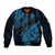 Custom Fiji Rugby Sleeve Zip Bomber Jacket Kaiviti Fijian Tribal World Cup Blue No2 - Wonder Print Shop