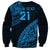 Custom Fiji Rugby Sweatshirt Kaiviti Fijian Tribal World Cup Blue No2 - Wonder Print Shop