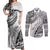 Custom Fiji Rugby Couples Matching Off Shoulder Maxi Dress and Long Sleeve Button Shirt Kaiviti Fijian Tribal World Cup White LT9 - Wonder Print Shop