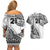 Custom Fiji Rugby Couples Matching Off Shoulder Short Dress and Hawaiian Shirt Kaiviti Fijian Tribal World Cup White LT9 - Wonder Print Shop