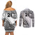 Custom Fiji Rugby Couples Matching Off Shoulder Short Dress and Long Sleeve Button Shirt Kaiviti Fijian Tribal World Cup White LT9 - Wonder Print Shop