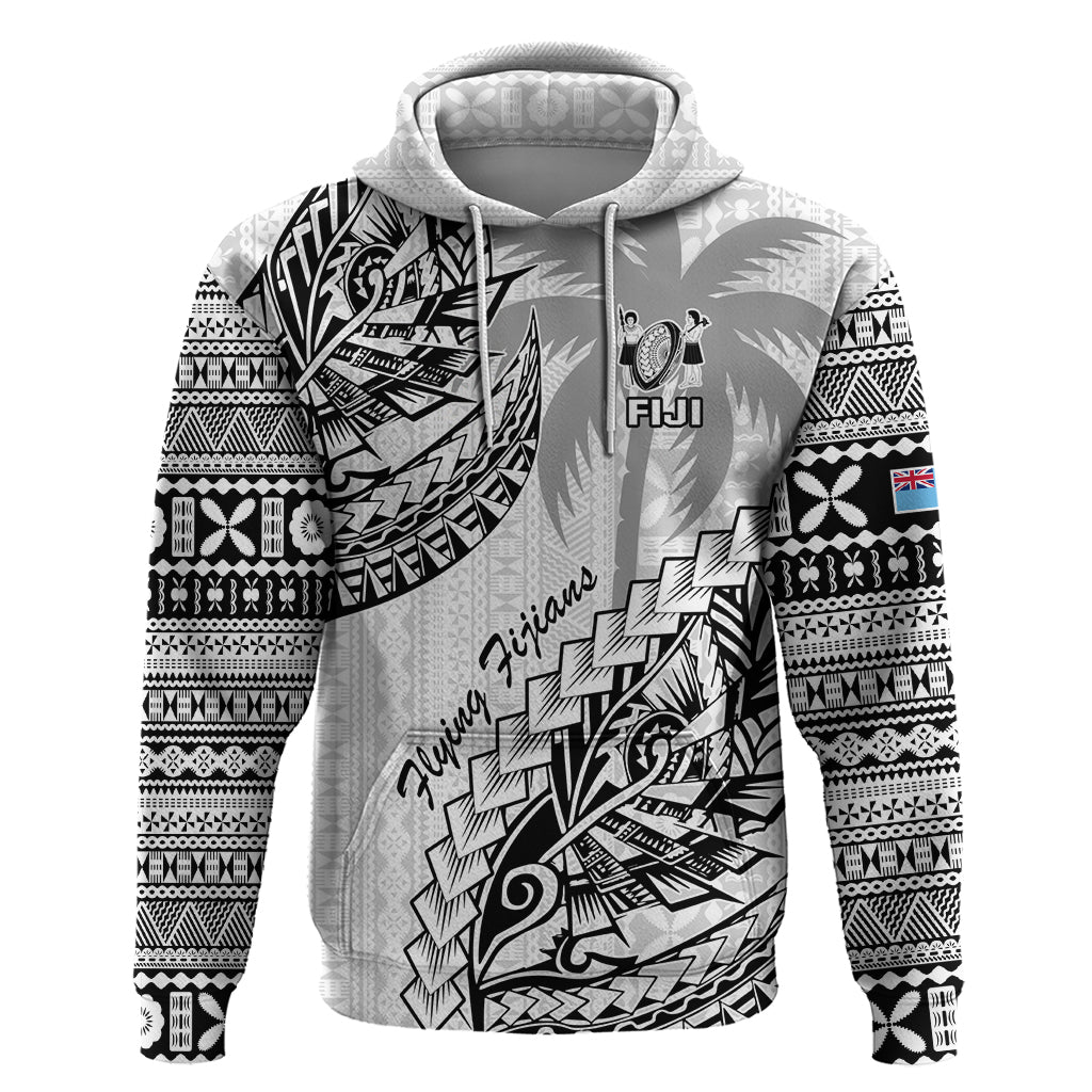 Custom Fiji Rugby Hoodie Kaiviti Fijian Tribal World Cup White - Wonder Print Shop